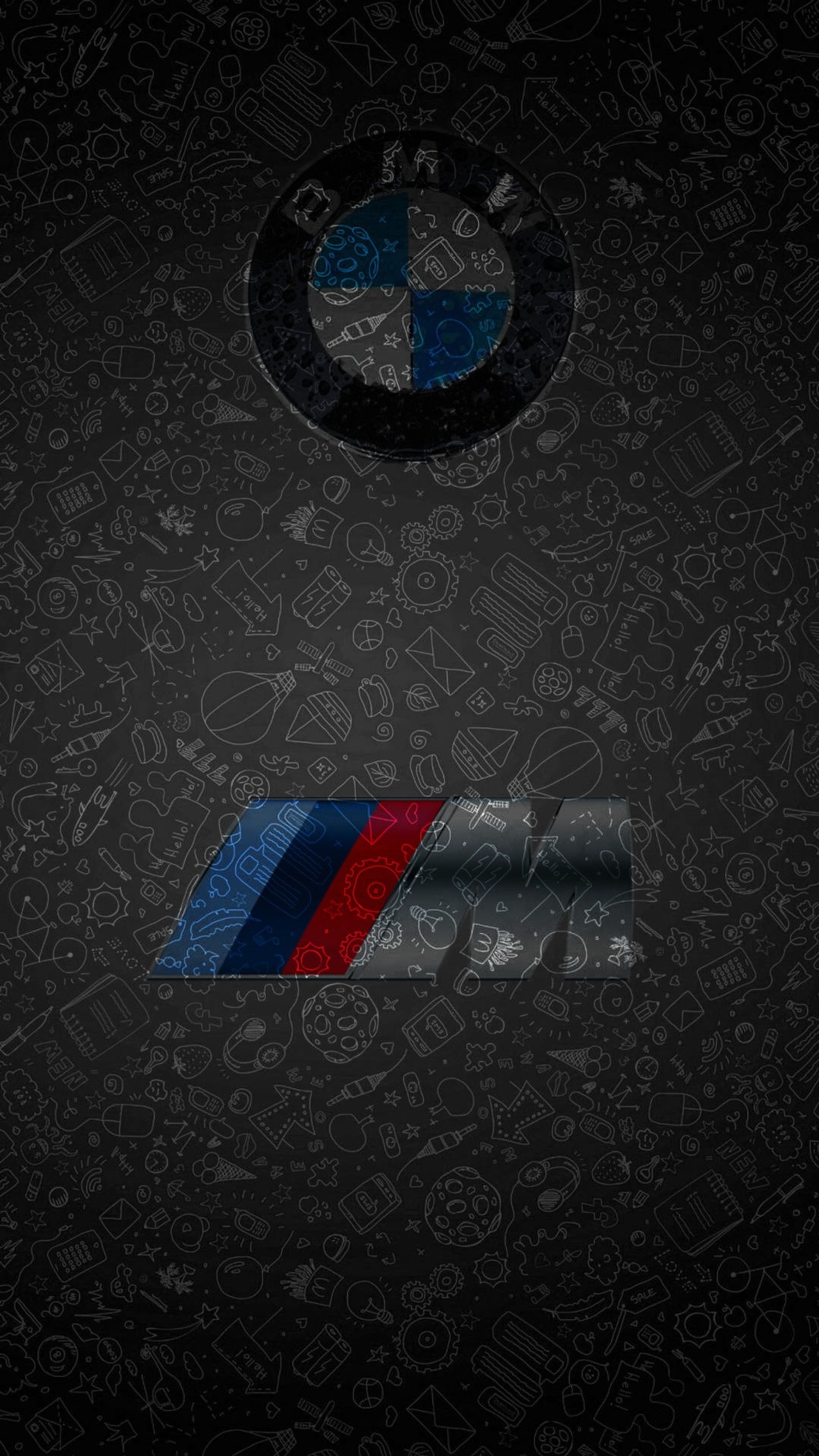 Bmw-logo auf einem schwarzen hintergrund mit kritzeleien (bmw, logo, m4)