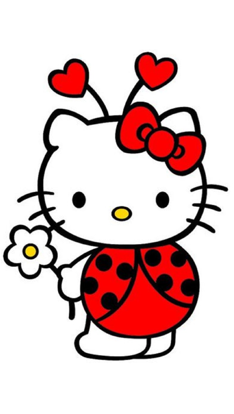 Смайлик хелло китти с цветком в руках (мультфильм, хелло китти, hello kitty)