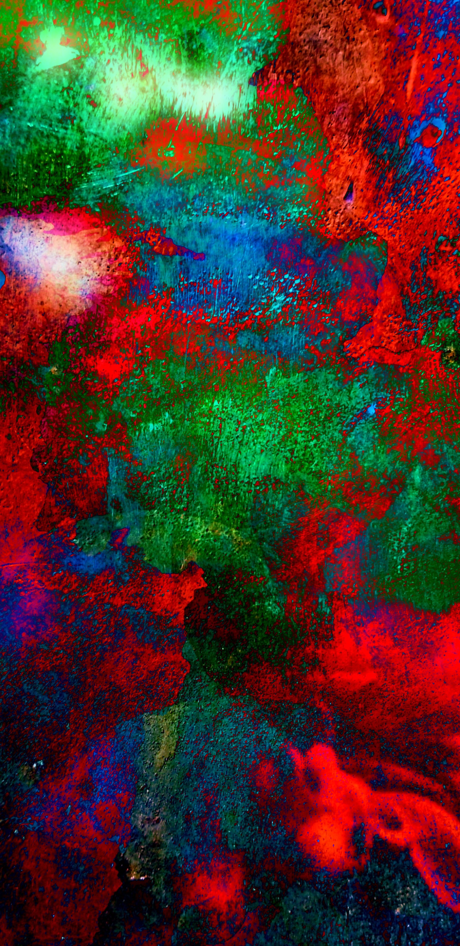 Une photographie colorée d'une peinture abstraite rouge et verte (3d, abstrait, art, vert, rose)