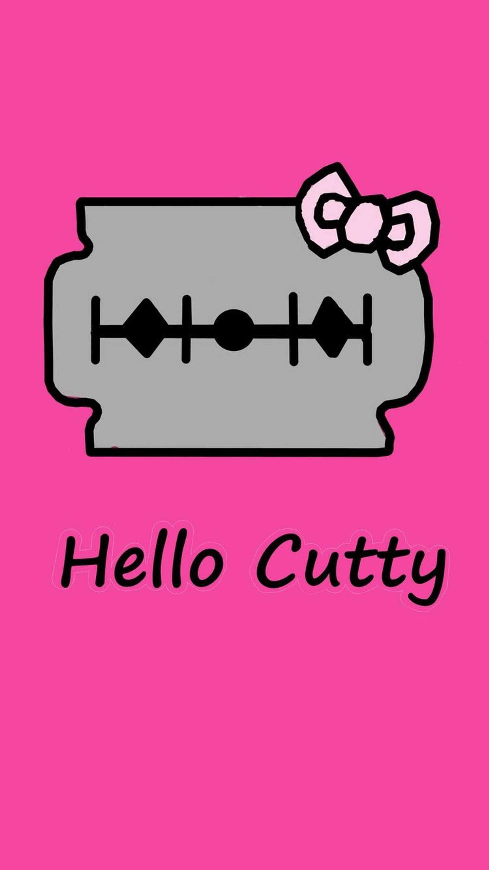 cutty, hello, kitty, minimal, pink Download Wallpaper