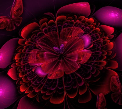 3d, abstrait, fleur, fractale, plante