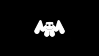 Minimalistisches Marshmello-Logo auf schwarzem Hintergrund