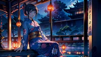 anime girls, kimono wallpaper