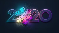 Celebración vibrante de Año Nuevo 2020 con diseño de copos de nieve coloridos