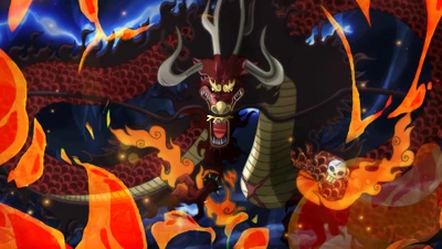 A forma dragão de Kaido acende os céus em One Piece