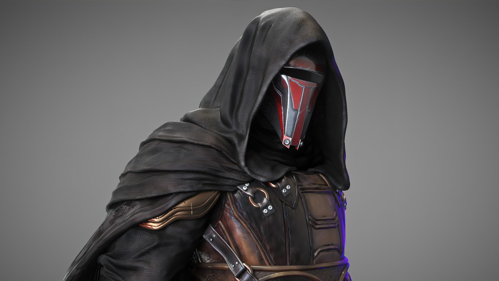 Gros plan d'une personne avec capuche et sweat à capuche (darth revan, star wars knights of the old republic, jeu vidéo)