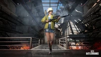 Saison 12 PUBG Personnage : Soldat féminin en veste jaune prêt au combat