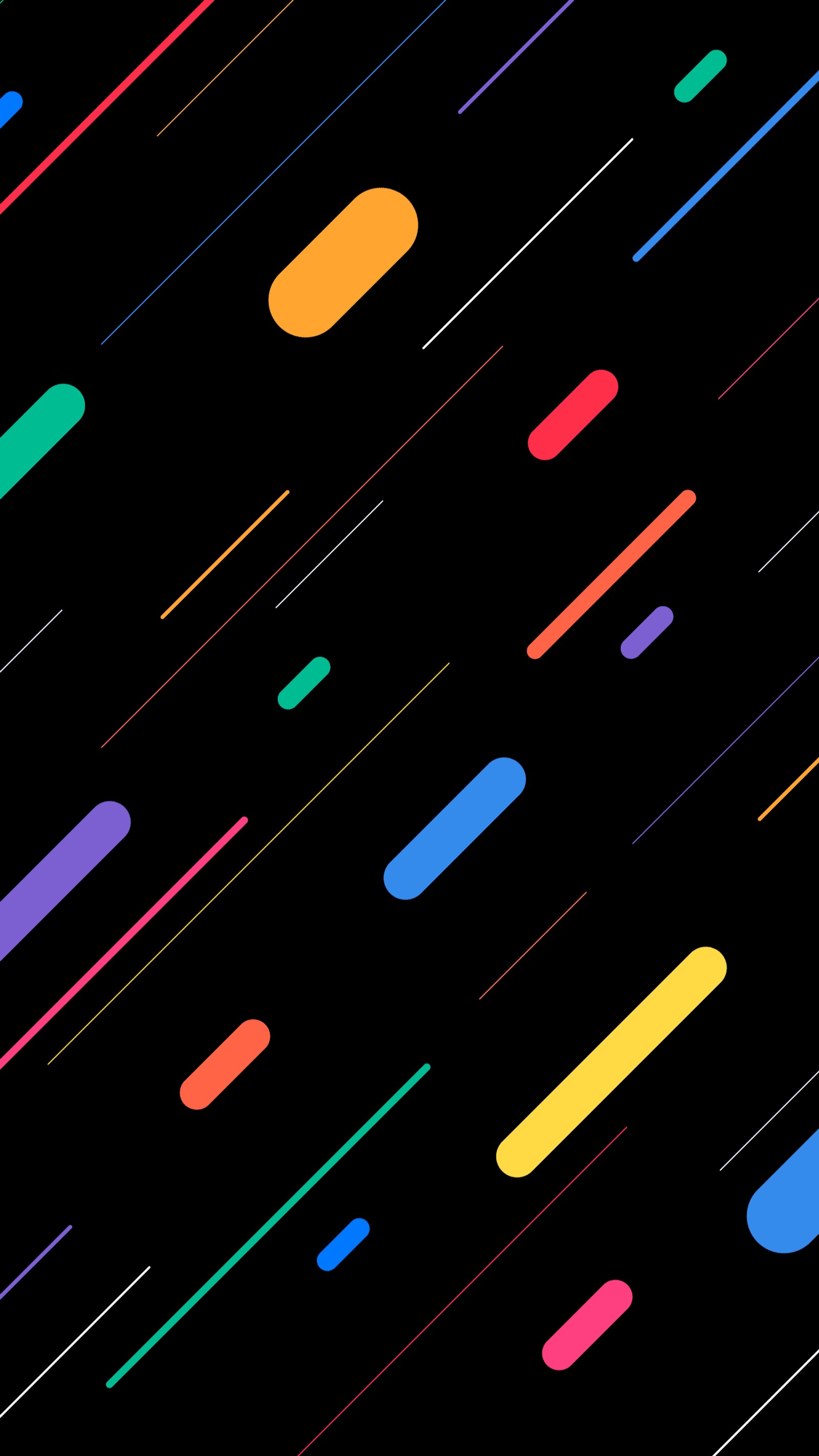 Un gros plan d'un fond noir avec des lignes colorées (amoled, oled, coloré, jaune, rouge)