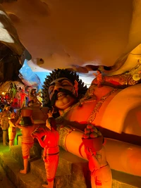 Vibrant Sculptures at a Hindu Temple Celebrating Mythology and Tradition