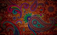 Vibrant Paisley Motif: A Psychedelic Textile Pattern in Rich Colors