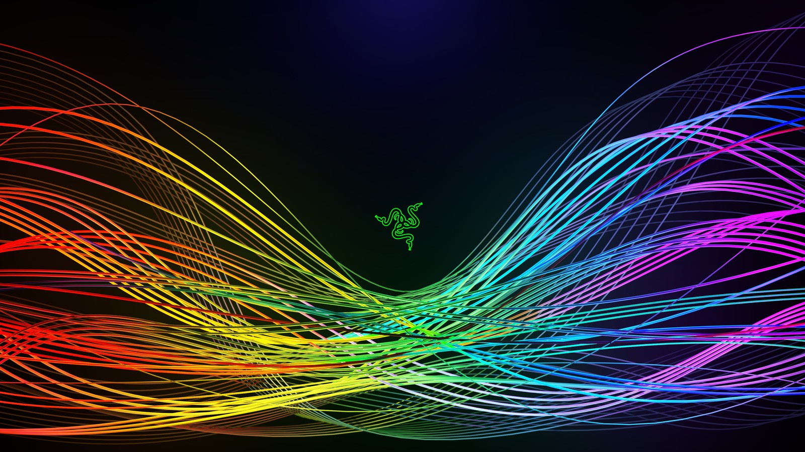 Uma onda de luz colorida em um fundo preto (razer, logotipo, espectro, ondas, arte digital)