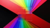 Logo abstrait coloré de Windows 11 sur un fond sombre