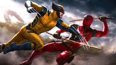 Deadpool e Wolverine em Batalha Épica