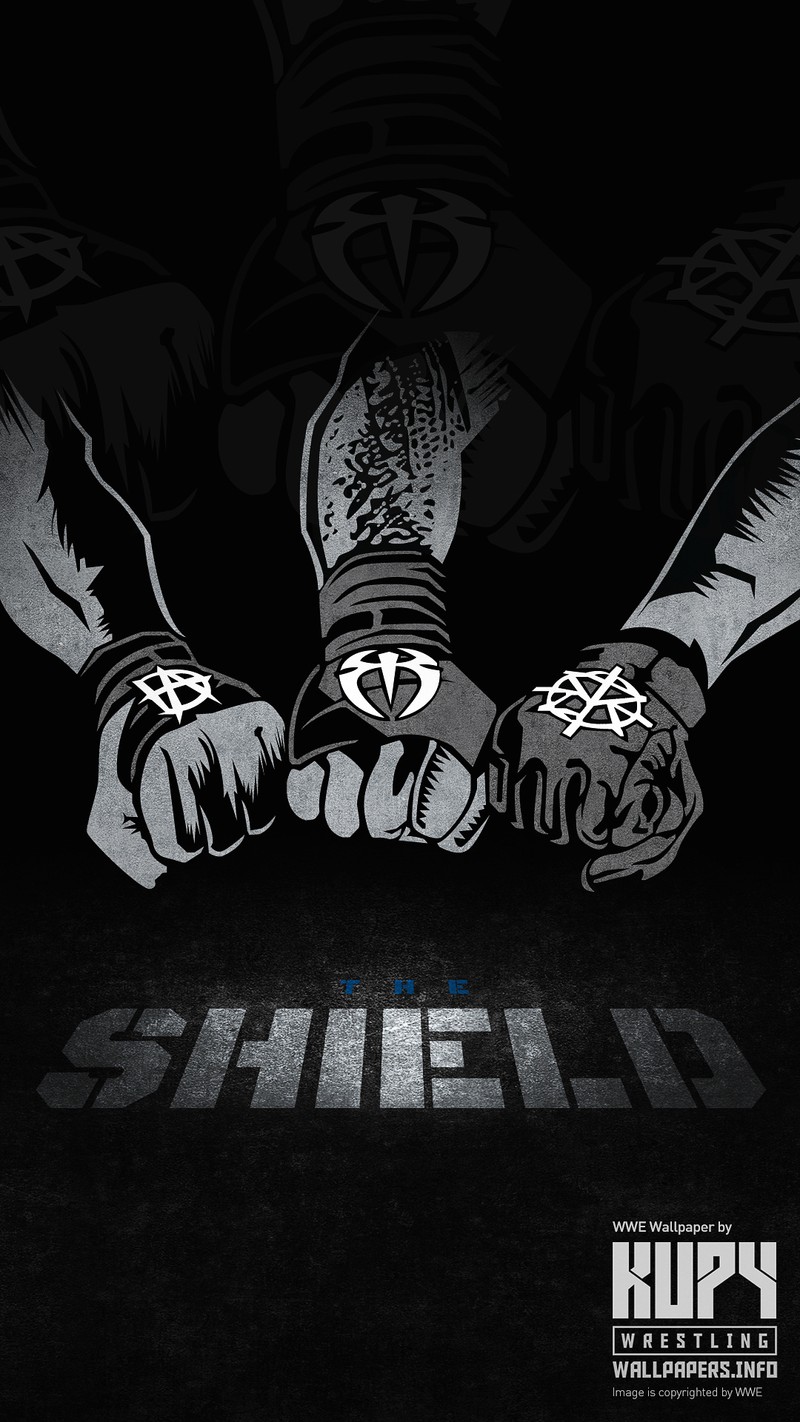 Близкий план двух рук, держащих нож с надписью shield (щит, the shield, wwe)