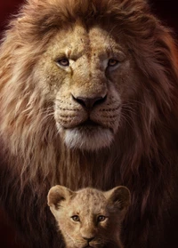 Lion majestueux et petit du Roi Lion en HD