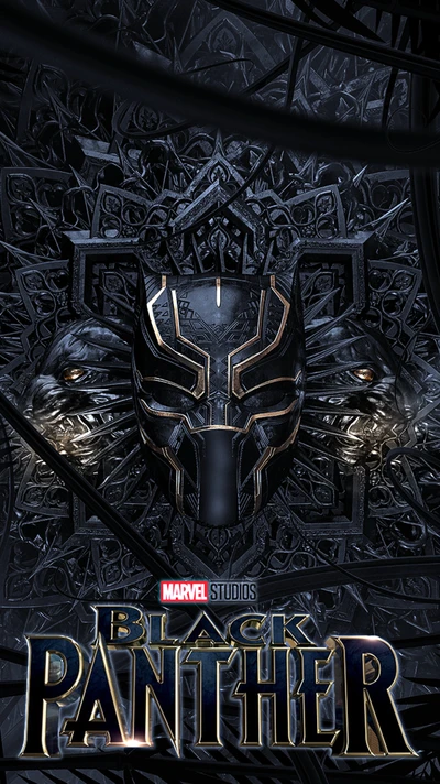 Marvel's Black Panther: Iconic Mask against a Dark, Intricate Background