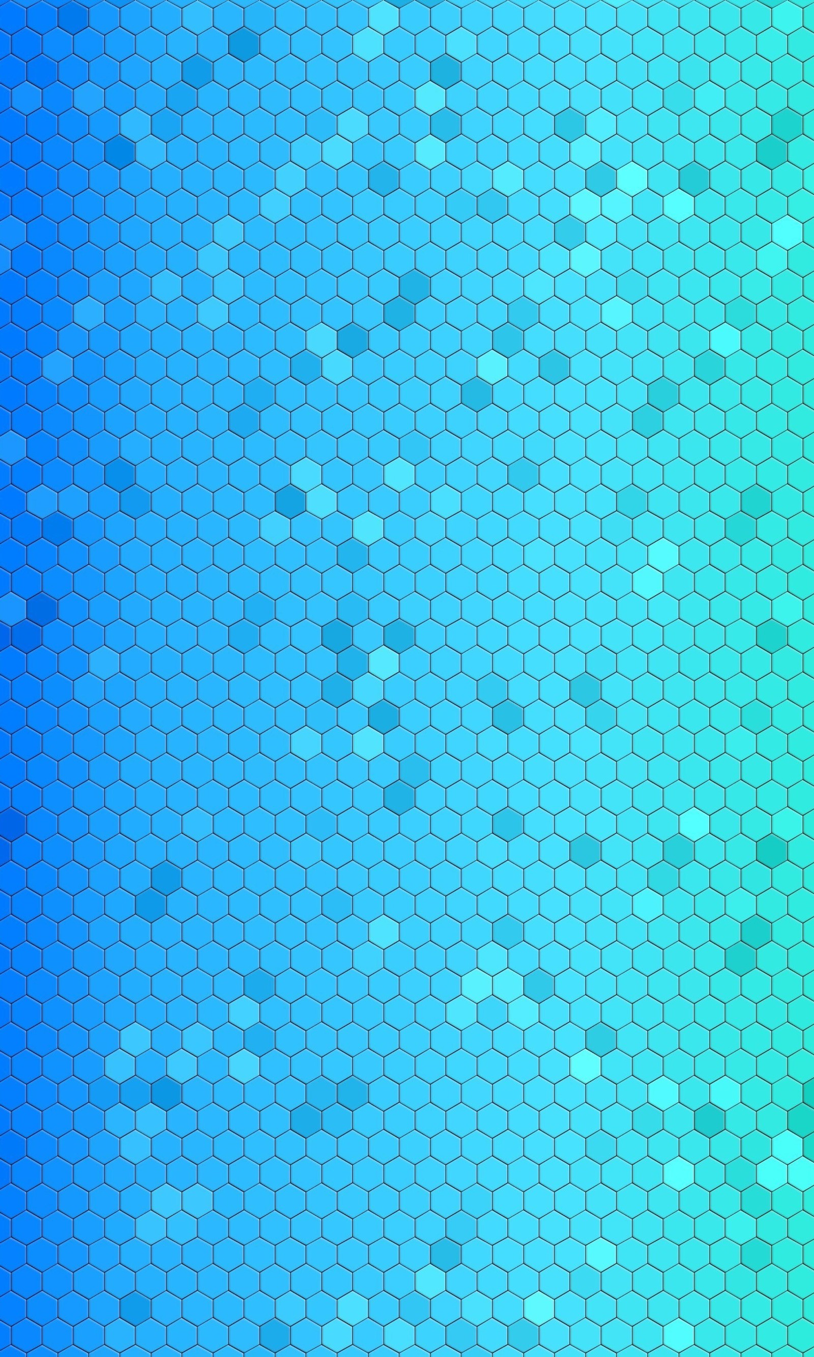 A close up of a blue and green hexagonal pattern (3d, abstract, background, blue, hexagon)