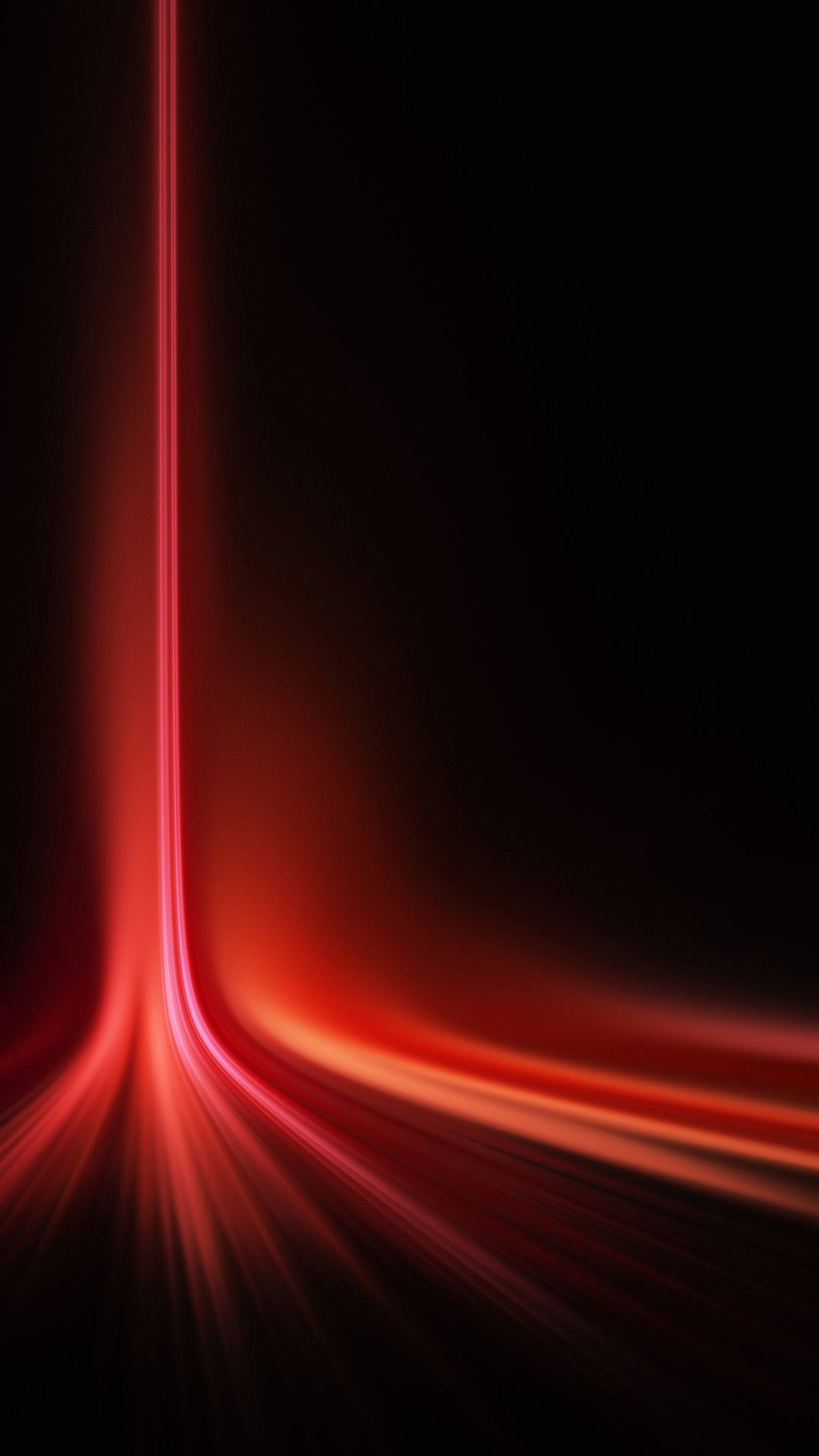 A close up of a red light streaks on a black background (red, street)