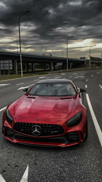 mercedes, amg, rouge, voiture, supersportive