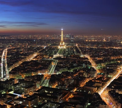 grande, ciudad, torre eiffel, francia, luces