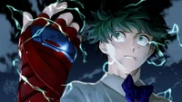 Izuku Midoriya Channeling Power: A Moment of Determination