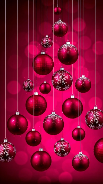 Red Christmas Balls Hanging Decoratively for the Holiday Season