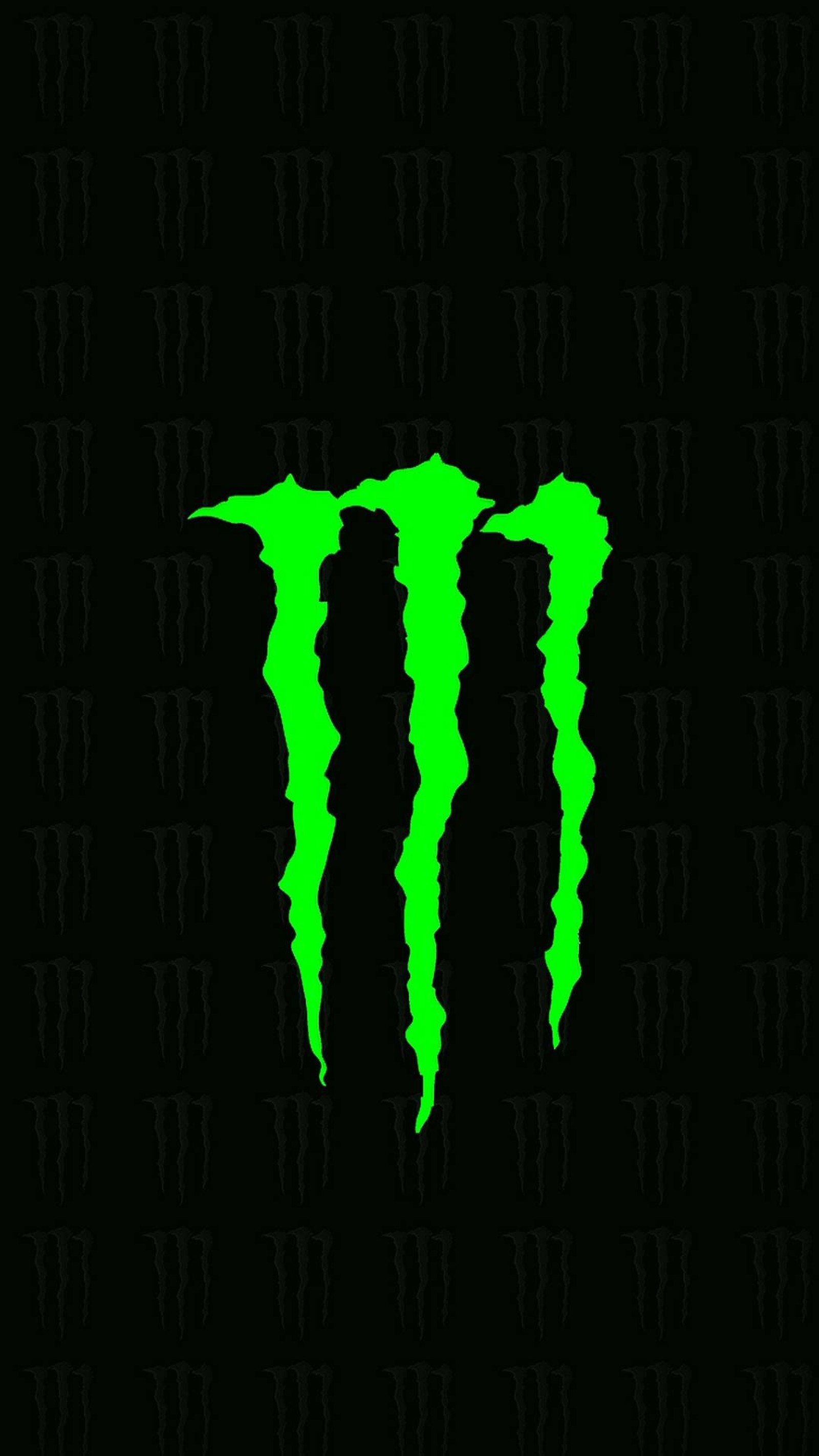 Monster energy drink-logo auf schwarzem hintergrund (energie, monster)