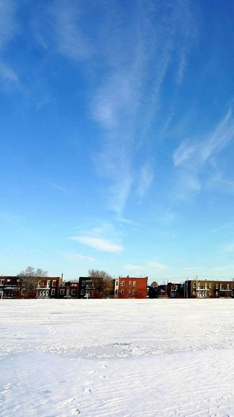 Un homme fait voler un cerf-volant dans la neige par un jour ensoleillé (plage, maisons)