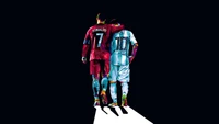 Iconic Rivalry: Ronaldo and Messi in Vibrant Pop Art