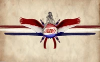 Ilustración vintage de Pepsi con alas y diseño retro