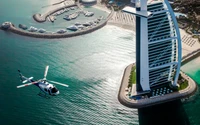 flight, helicopter, water, artificial island, water resources