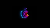 Vibrant Apple Logo Against a Black Background