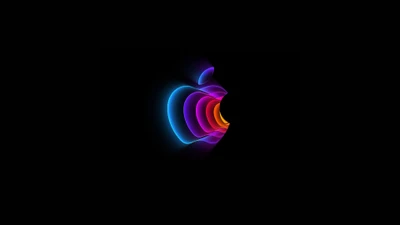 Яркий логотип Apple на черном фоне