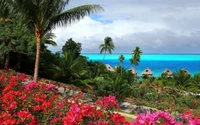 Tropical Paradise: Vibrant Flora and Azure Coastline