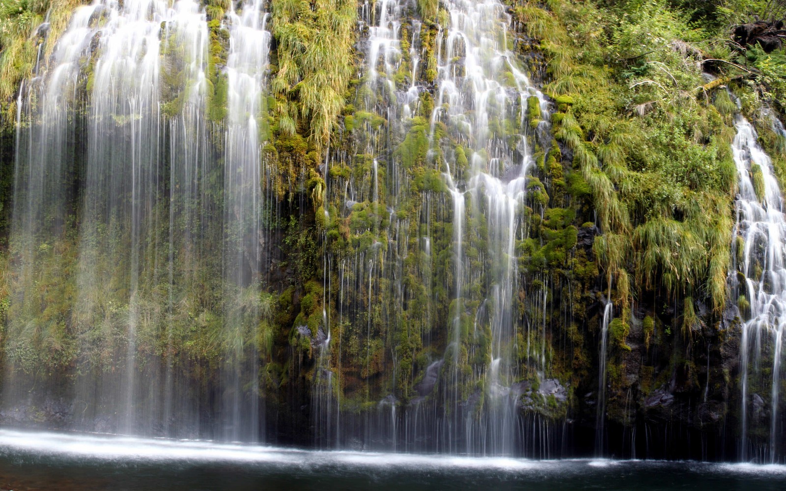 Cachoeira com uma pessoa parada na frente dela no meio de uma floresta (cachoeira, recursos hídricos, corpo de água, natureza, água)