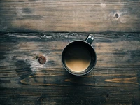 café, table, tasse à café, tasse, bois