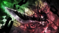 Dark Manga Aesthetic: Black Rock Shooter in a Surreal Space Battle