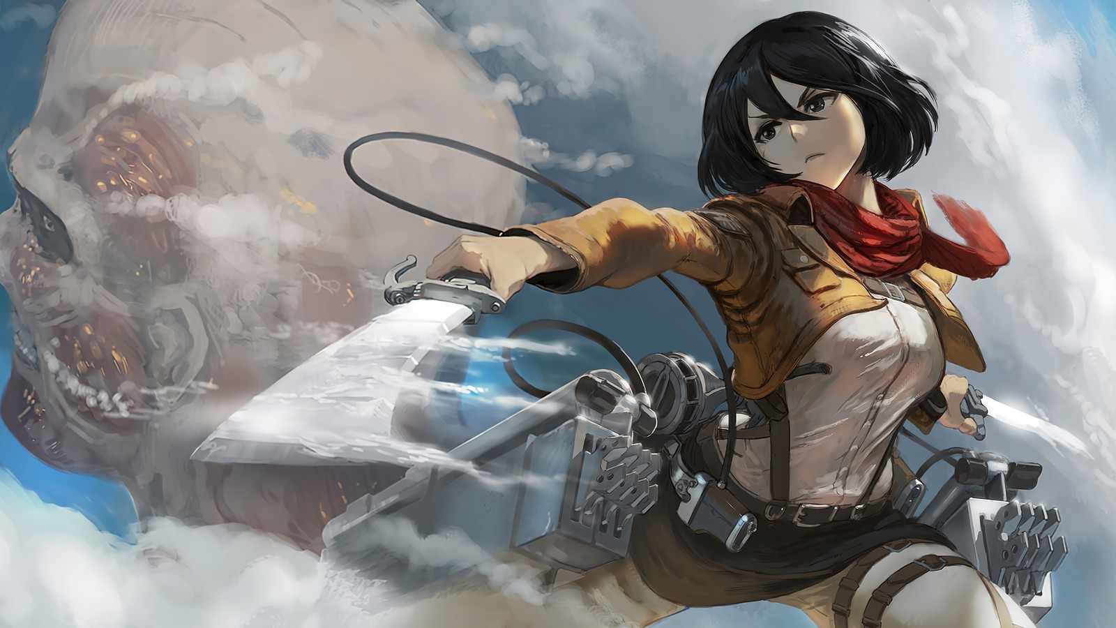 Скачать обои mikasa ackerman, атака титанов, attack on titan, shingeki no kyojin, aot