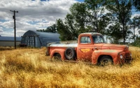 ferme, camion, arbre, zone rurale, plante