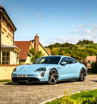 2021 Porsche Taycan 4S in Serene Countryside Setting