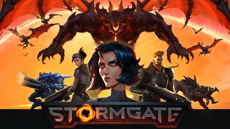 Stormgate - это игра с огромным драконом и женщиной (штормовые ворота, видеоигра, rts, стратегия в реальном времени, игра)