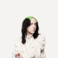 Portrait de Billie Eilish sur fond blanc