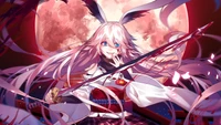 anime girls, anime, pink hair, katana, sword wallpaper