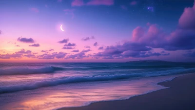 beach, waves, sunrise, sky, clouds