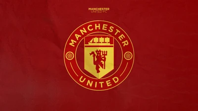 Manchester United Logo on Red Background - 5K Sports Wallpaper