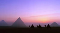 grande sphinx de gizeh, pyramides égyptiennes, pyramide, coucher de soleil, paysage