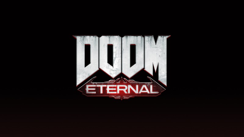 Логотип doom eternal на черном фоне (doom eternal, видеоигра, логотип)