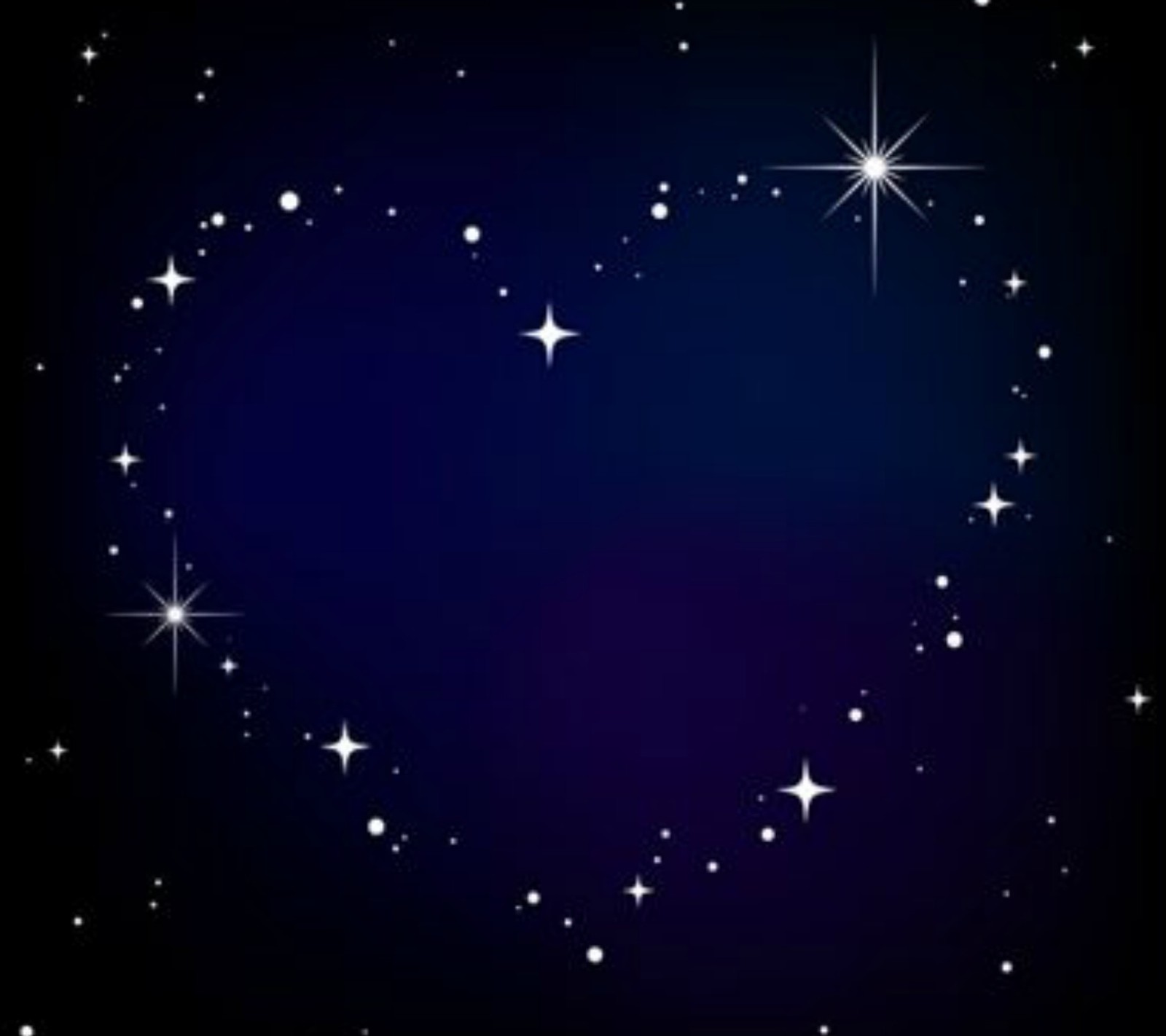 A heart shaped frame with stars on a dark background (blue, heart, love, other, space)