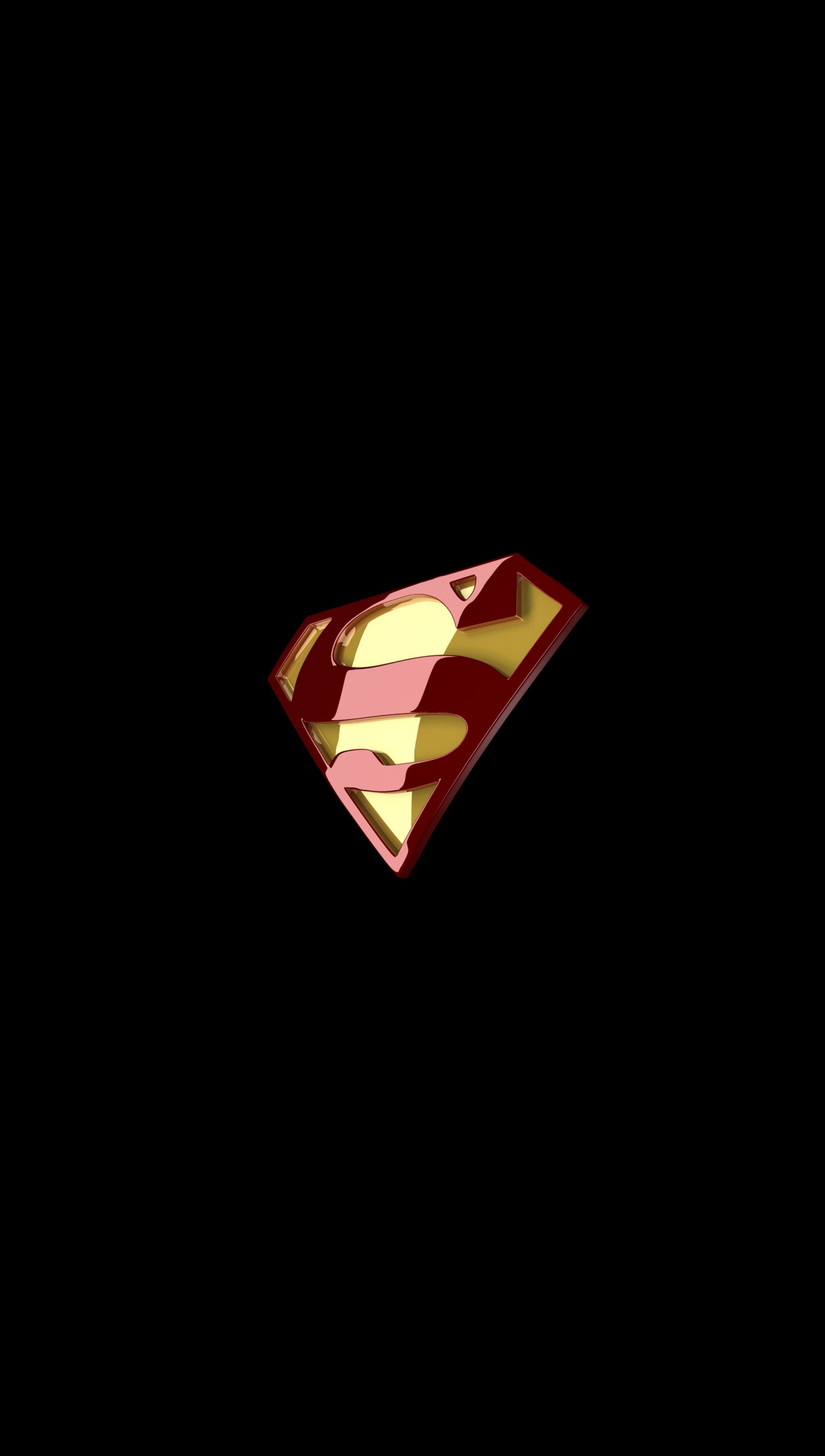 A close up of a superman logo on a black background (shield, superman, superman logo)