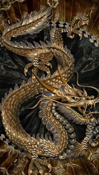 Majestuoso dragón dorado en intrincados detalles